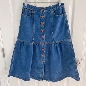 Madewell Denim Bayview Tiered Midi Jean / Denim Skirt